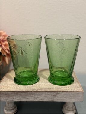 2 La Rochere Bee Reine Large Mint Green Glasses Tumblers Embossed -
France New